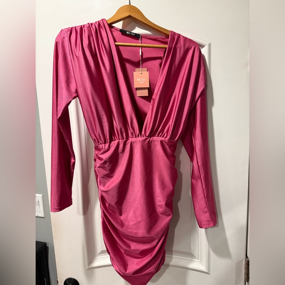 Miss Lola Fuchsia Satin Dress